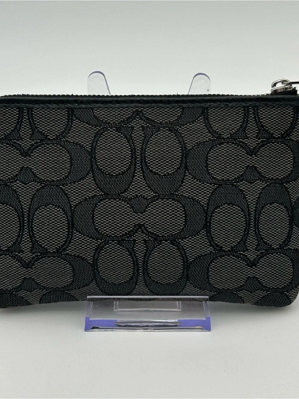 Coach Signature Black Denim Zip Wristlet